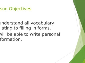 Entry 3 ESOL writing (form filling)