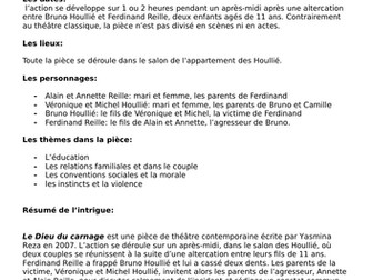 Le dieu du carnage de Yasmina Reza - Question booklet