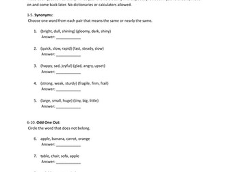11+ Verbal Reasoning Practice Paper 4