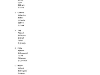 Synonyms & Antonyms 11+ Questions