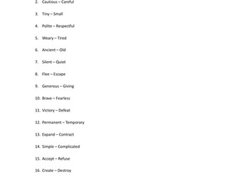 Synonyms & Antonyms 11+ Questions Answers