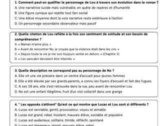 No et moi Quiz Les personnages (2 quiz + answers)