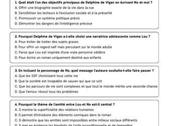 No et moi quiz les objectifs (2 quiz + answers)