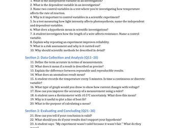 GCSE AQA science  working scientifically practice questions