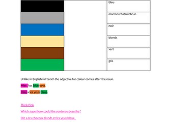How can I describe hair and eye colour in French?