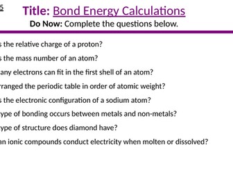 Bond Energy Calculations