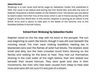 WJEC Eduqas GCSE English Language - Paper 1 - Extract Analysis - Mock