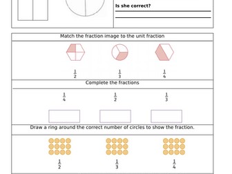 I can write simple fractions KS1 Worksheets