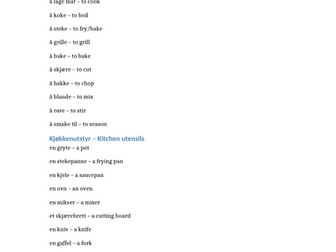 Matoppskrifter og matlaging – Food Recipes and Cooking (Norwegian Vocabulary)