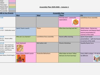 Autumn 1 Assembly plan