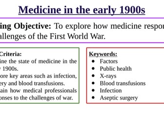 Medicine in Britain, 1250 - Present - Lesson 13: Medicine in the early 1900s
