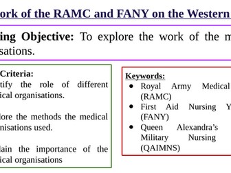 Medicine in Britain, 1250 - Present - Lesson 16: The work of RAMC and FANY on the Western Front