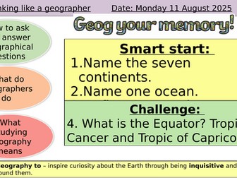 Yr 7 Lesson 1 What is Geography and assessment resources