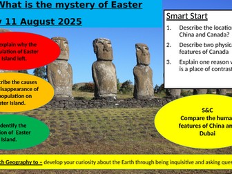 Yr 7 lessons from a full unit, lessons 15+16 Assessment for the unit and also Easter Island lesson