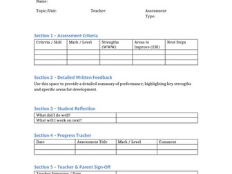 Teacher feedback template (any subject)