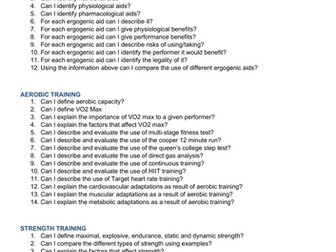 OCR exercise Physiology Revision resource and Questions