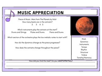 Music Listening Worksheets selection of