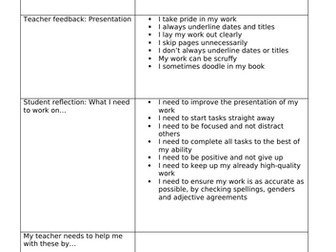 Quick teacher feedback sheet MFL