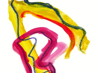 abstract painting '2D sculpture in colors' - watercolor art on paper