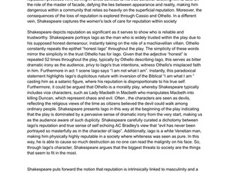 Othello A level Essays - Grade A
