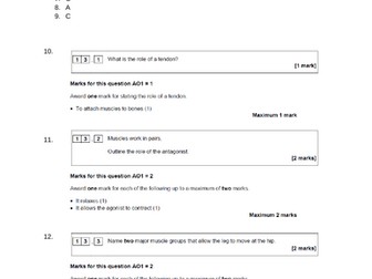 AQA GCSE PE Anatomy and Physiology End of Unit Assessment and Mark Scheme