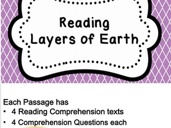 Layers of Earth Reading Comprehension Passages for Grades 3 to 6