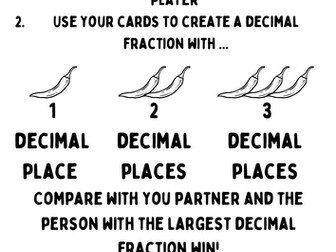 Addition/subtraction Decimal card game