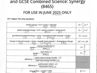 Physics Equation Sheet with units and conversions - AQA