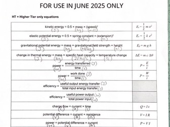 Physics Equation Sheet - AQA Triple - with Units and Conversions