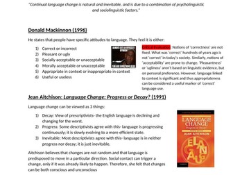 English Language Paper 2 A Level Language Change Theorist Booklet