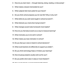 100 Questions To Get To Know Your Students