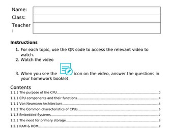 Homework Booklets Computer Science GCSE