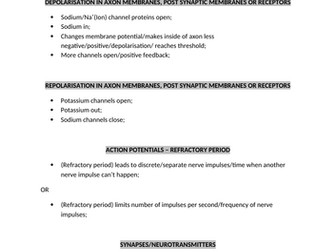 A level Biology key phrases from markshemes for revision