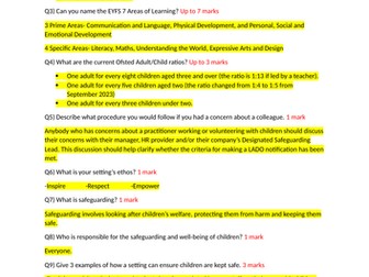 Staff Knowledge Quiz for Early Years CPD