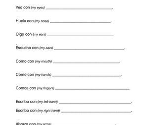 My Body + Verbs in Spanish