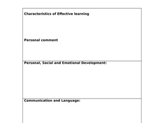 BLANK EYFS PROGRESS REPORT TEMPLATE