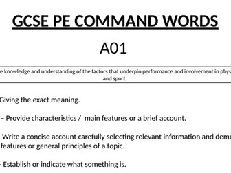 GCSE PE – AO1, AO2, AO3 Command Words PowerPoint