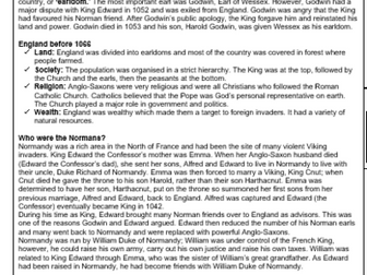 AQA GCSE History -  Norman England - Short knowledge organiser
