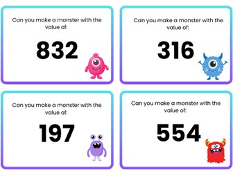 Make a monster place value cards for KS2