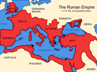 The Roman Empire at its peak maps, 117AD