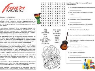 Fusion Music Worksheet (Cover Lesson)