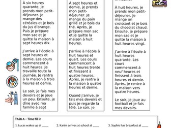 Daily routine French worksheet