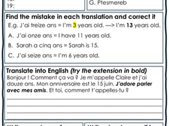 KS3 French - Ages & Birthdays