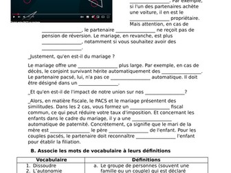 Worksheet - Mariage vs PACS