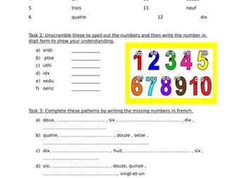 Cover worksheet - Suitable for beginners to French