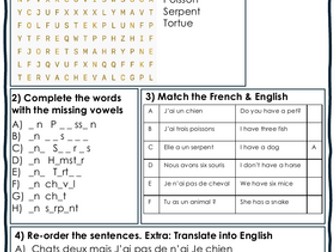 KS3 French Les animaux