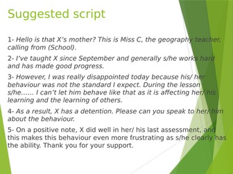 Teacher Parent Communication Scripts