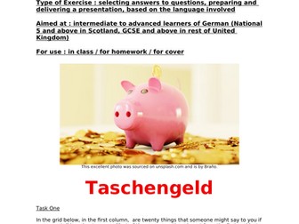 German pocket-money part-time jobs worksheet