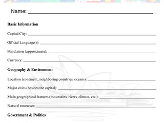 Country Profiles: Australia Webquest Worksheet