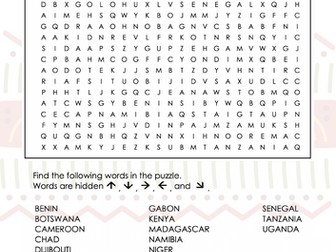 Wordsearch - Countries of Africa